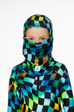 Brushed Jersey Balaclava Blue Checkered Print