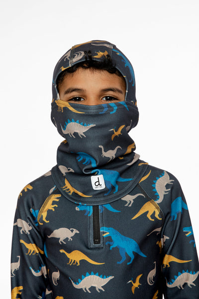 Brushed Jersey Balaclava Grey And Blue Dinosaur Print - J10YBAL_1J057