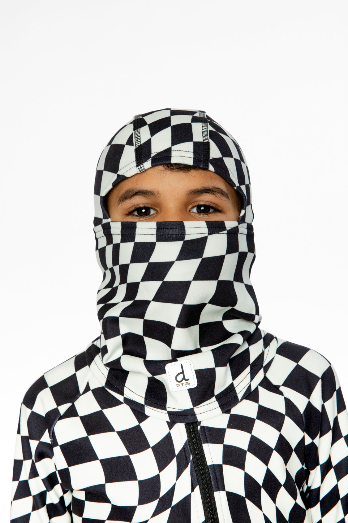 Brushed Jersey Balaclava White Checkered Print - J10YBAL_1J059