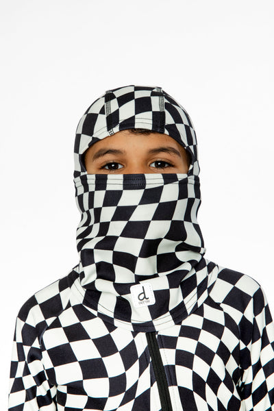 Brushed Jersey Balaclava White Checkered Print - J10YBAL_1J059