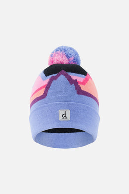 Winter Knit Hat With Pompom Black Printed Mountains - J10Z02_1J063
