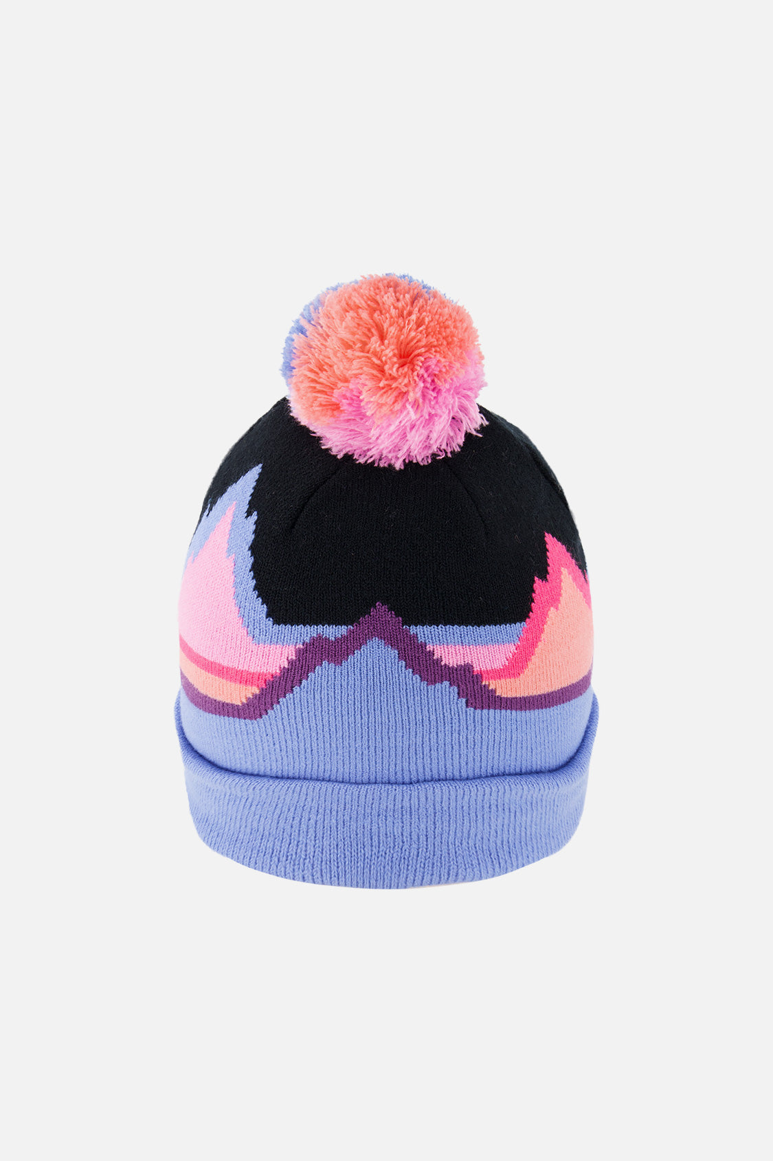 Winter Knit Hat With Pompom Black Printed Mountains - J10Z02_1J063