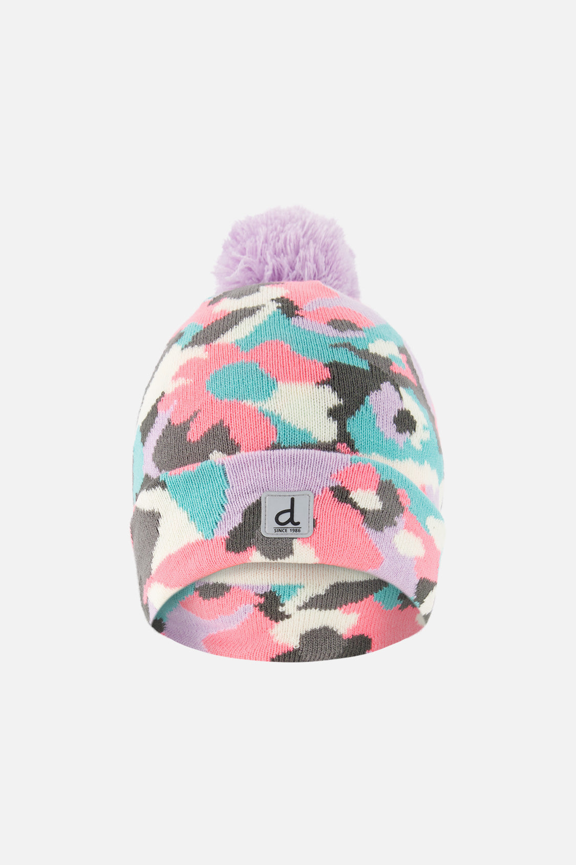 Winter Knit Hat With Pompom Coral Camouflage - J10Z05_1J064
