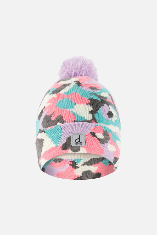 Winter Knit Hat With Pompom Coral Camouflage - J10Z05_1J064