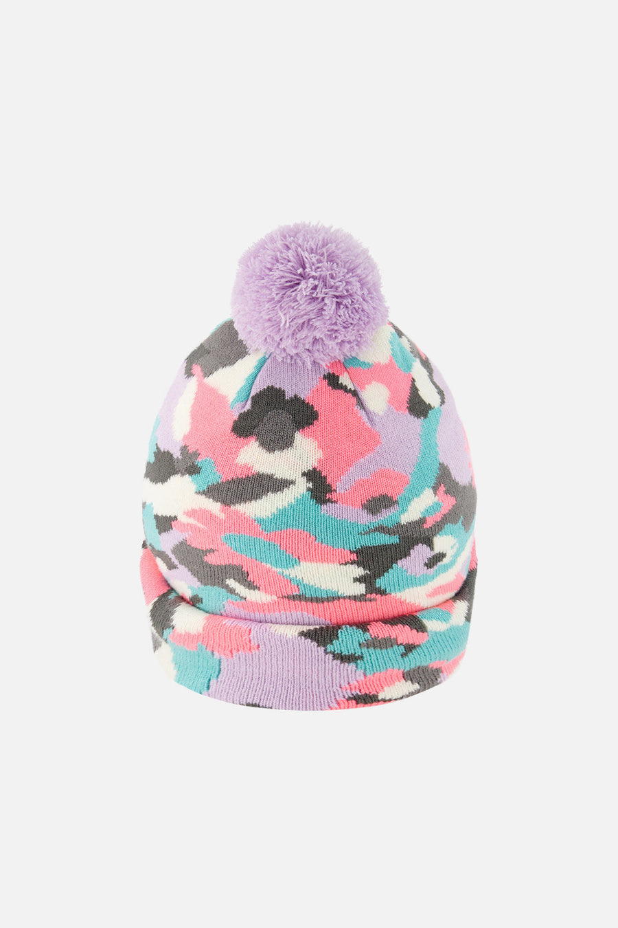 Winter Knit Hat With Pompom Coral Camouflage - J10Z05_1J064