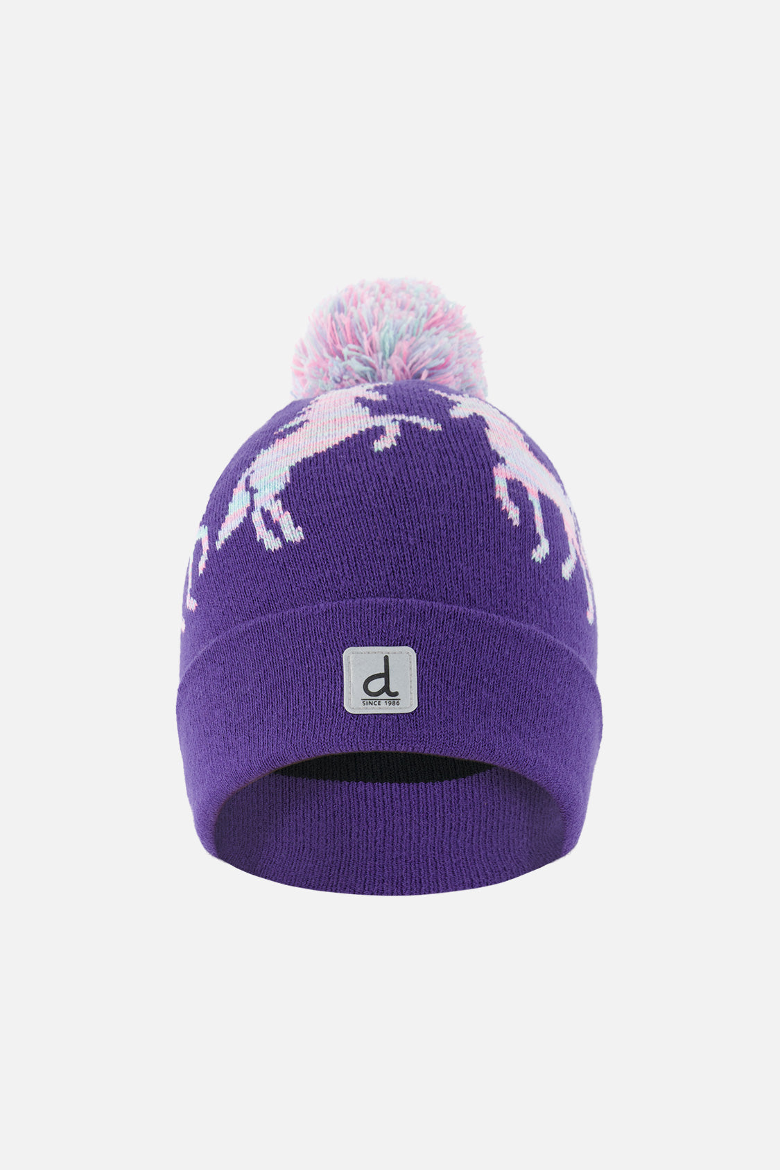 Winter Knit Hat With Pompom Purple And Blue - J10Z08_05560