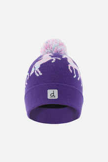 Winter Knit Hat With Pompom Purple And Blue - J10Z08_05560