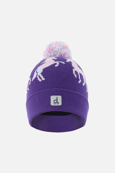 Winter Knit Hat With Pompom Purple And Blue - J10Z08_05560