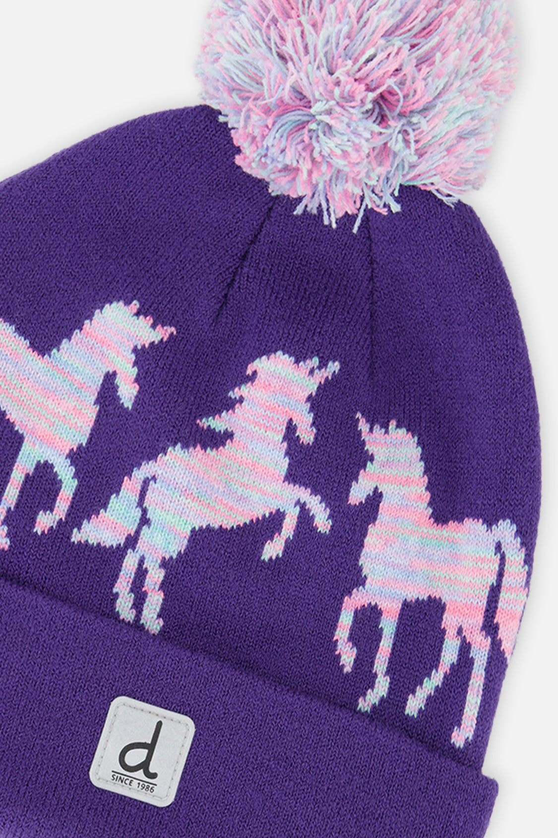 Winter Knit Hat With Pompom Purple And Blue - J10Z08_05560