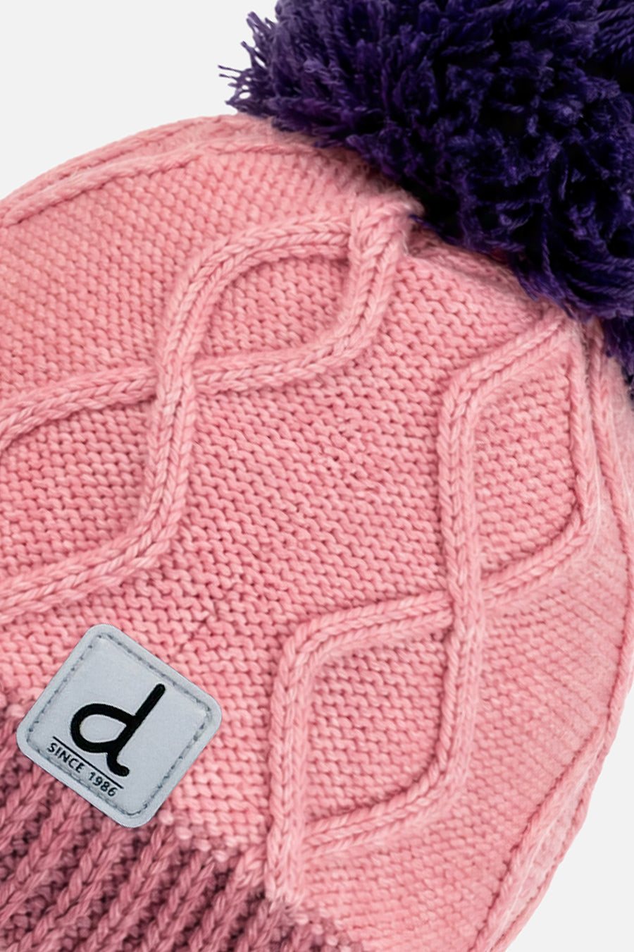 Winter Peruvian Knit Hat With Pompom Pink And Mauve