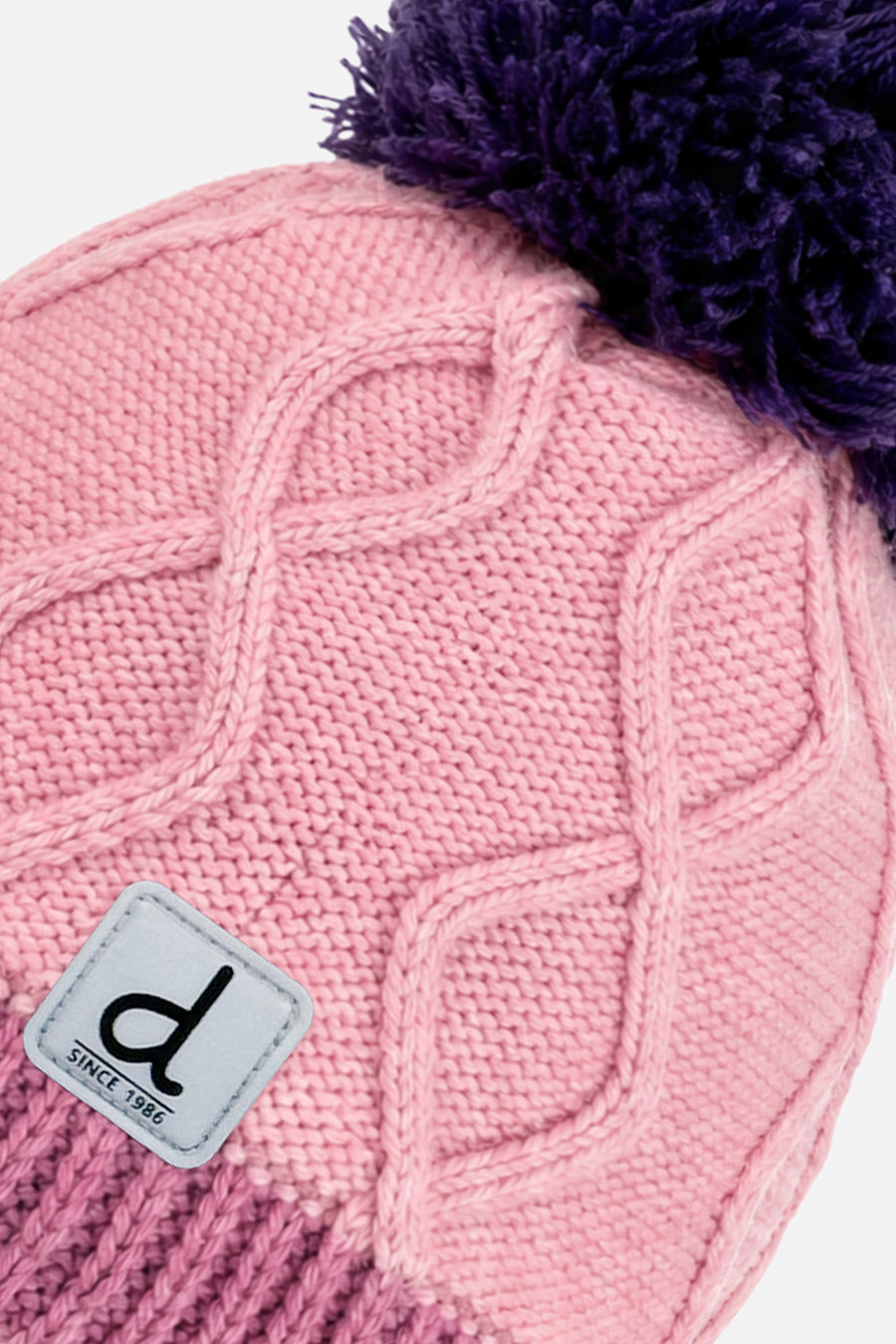 Winter Peruvian Knit Hat With Pompom Pink And Mauve