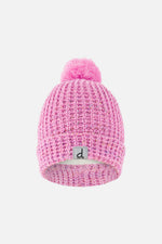 Winter Knit Hat With Pompom Pink - J10Z13_06240
