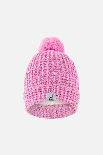 Winter Knit Hat With Pompom Pink - J10Z13_06240