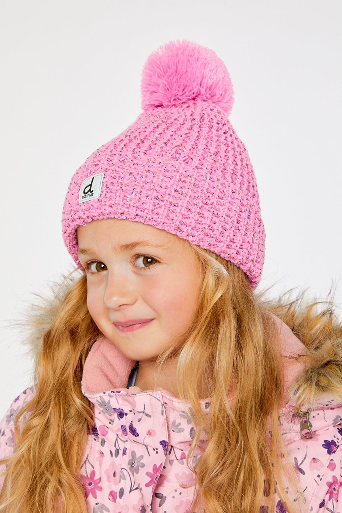 Winter Knit Hat With Pompom Pink - J10Z13_06240