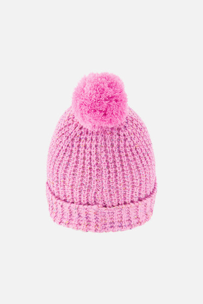 Winter Knit Hat With Pompom Pink - J10Z13_06240