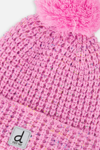 Winter Knit Hat With Pompom Pink - J10Z13_06240