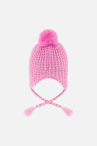 Baby Winter Peruvian Knit Hat With Pompom Pink - J10Z14B_06240
