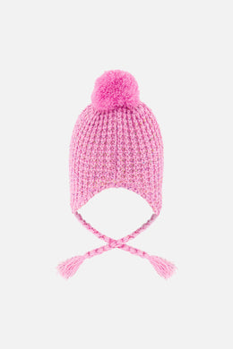 Baby Winter Peruvian Knit Hat With Pompom Pink - J10Z14B_06240