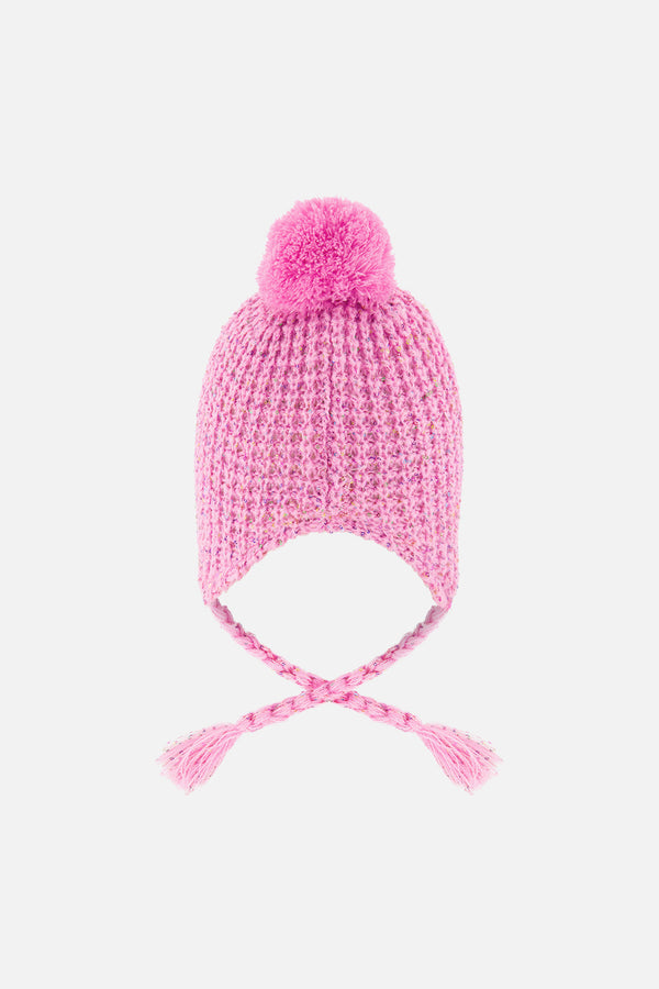 Baby Winter Peruvian Knit Hat With Pompom Pink - J10Z14B_06240