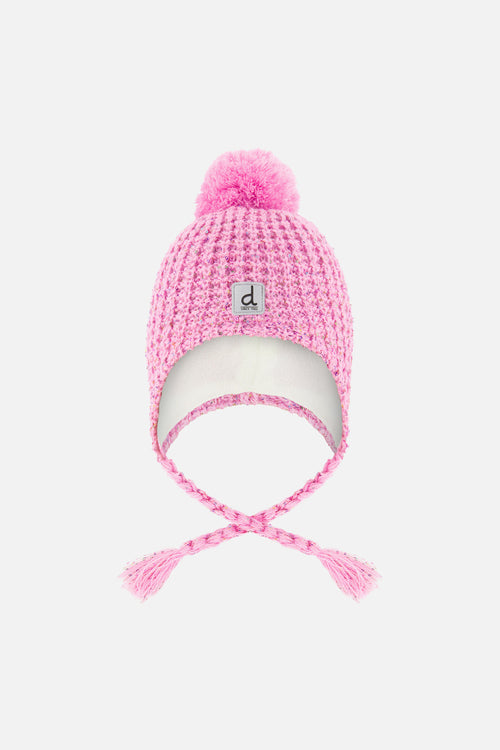 Winter Peruvian Knit Hat With Pompom Pink Multicolored Details - J10Z14_06240