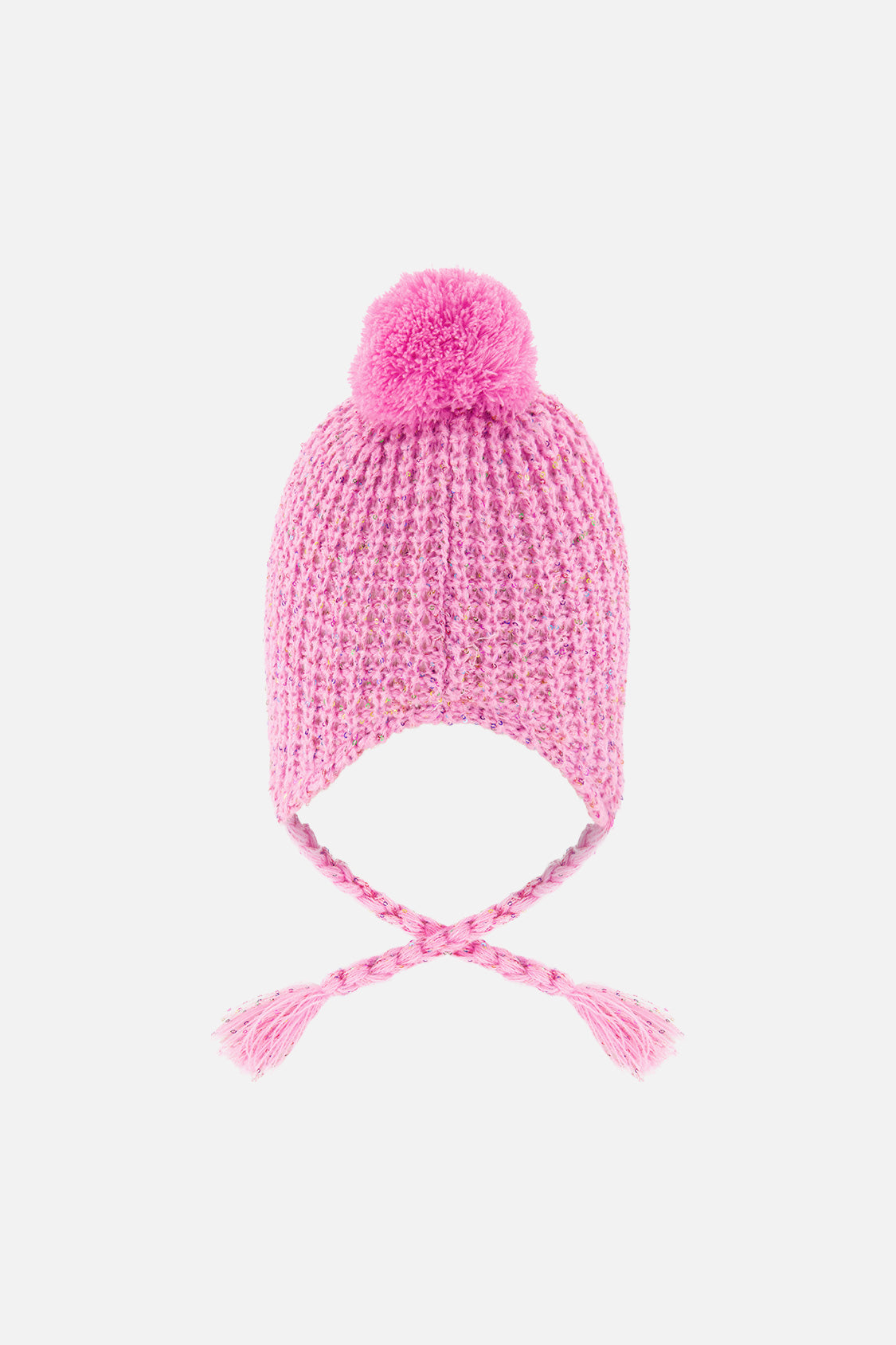 Winter Peruvian Knit Hat With Pompom Pink Multicolored Details - J10Z14_06240