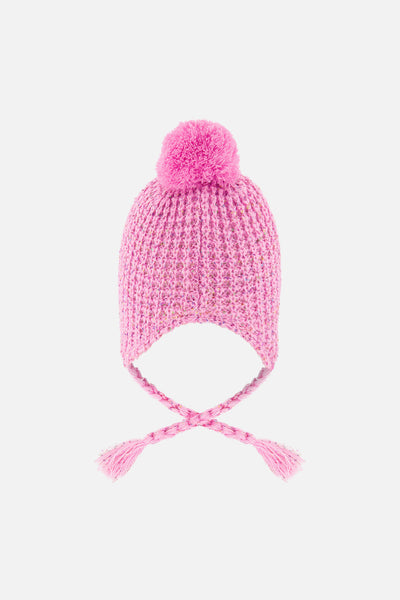 Winter Peruvian Knit Hat With Pompom Pink Multicolored Details - J10Z14_06240
