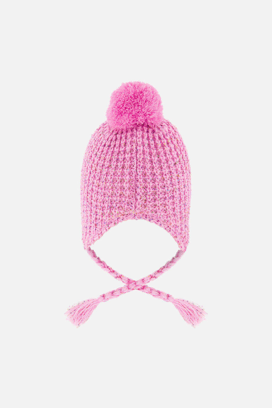Winter Peruvian Knit Hat With Pompom Pink Multicolored Details - J10Z14_06240