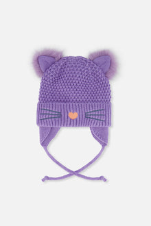 Winter Knit Hat With Ears Violet - J10Z18_05130