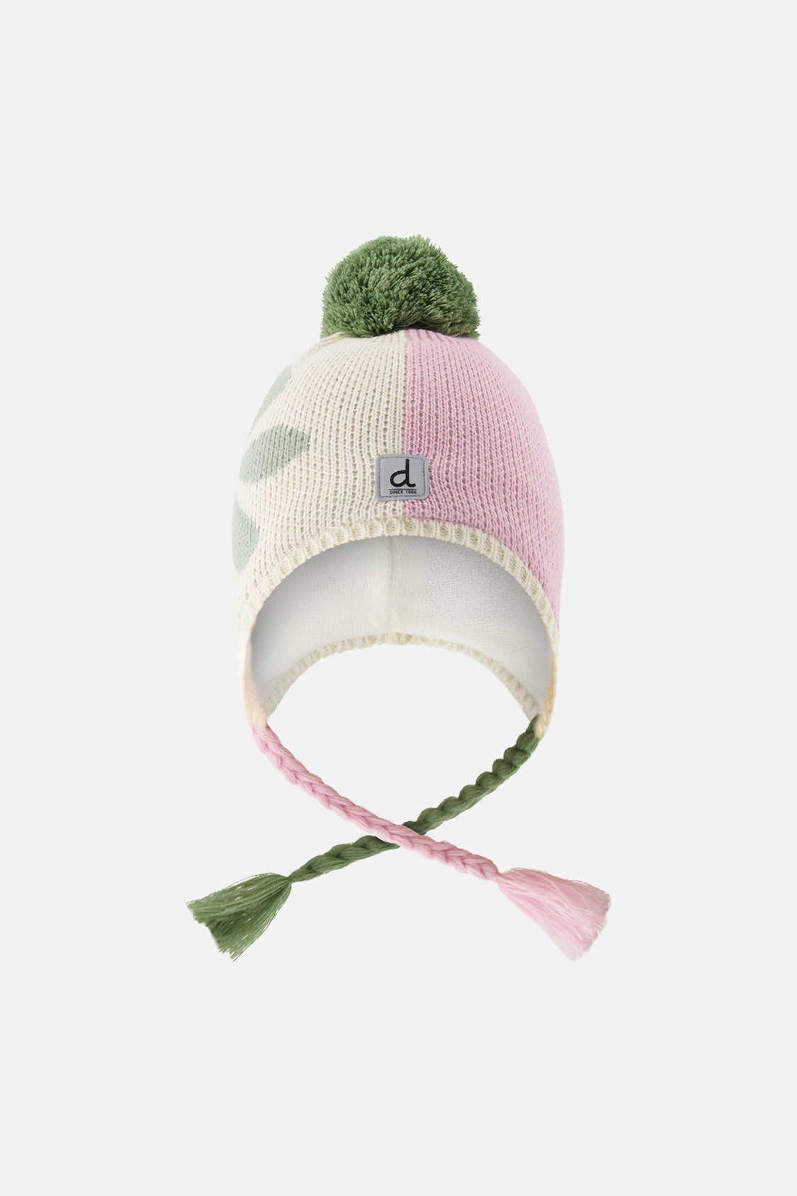 Winter Peruvian Knit Hat With Pompom Lavender Pink And Green - J10Z19_05660