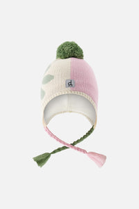 Winter Peruvian Knit Hat With Pompom Lavender Pink And Green - J10Z19_05660