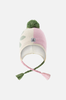Winter Peruvian Knit Hat With Pompom Lavender Pink And Green - J10Z19_05660