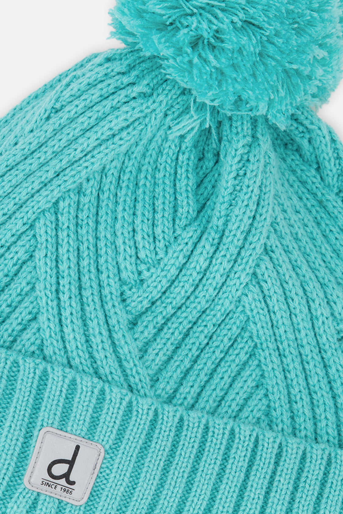 Winter Knit Hat With Pompom Turquoise Blue - J10Z20_02820
