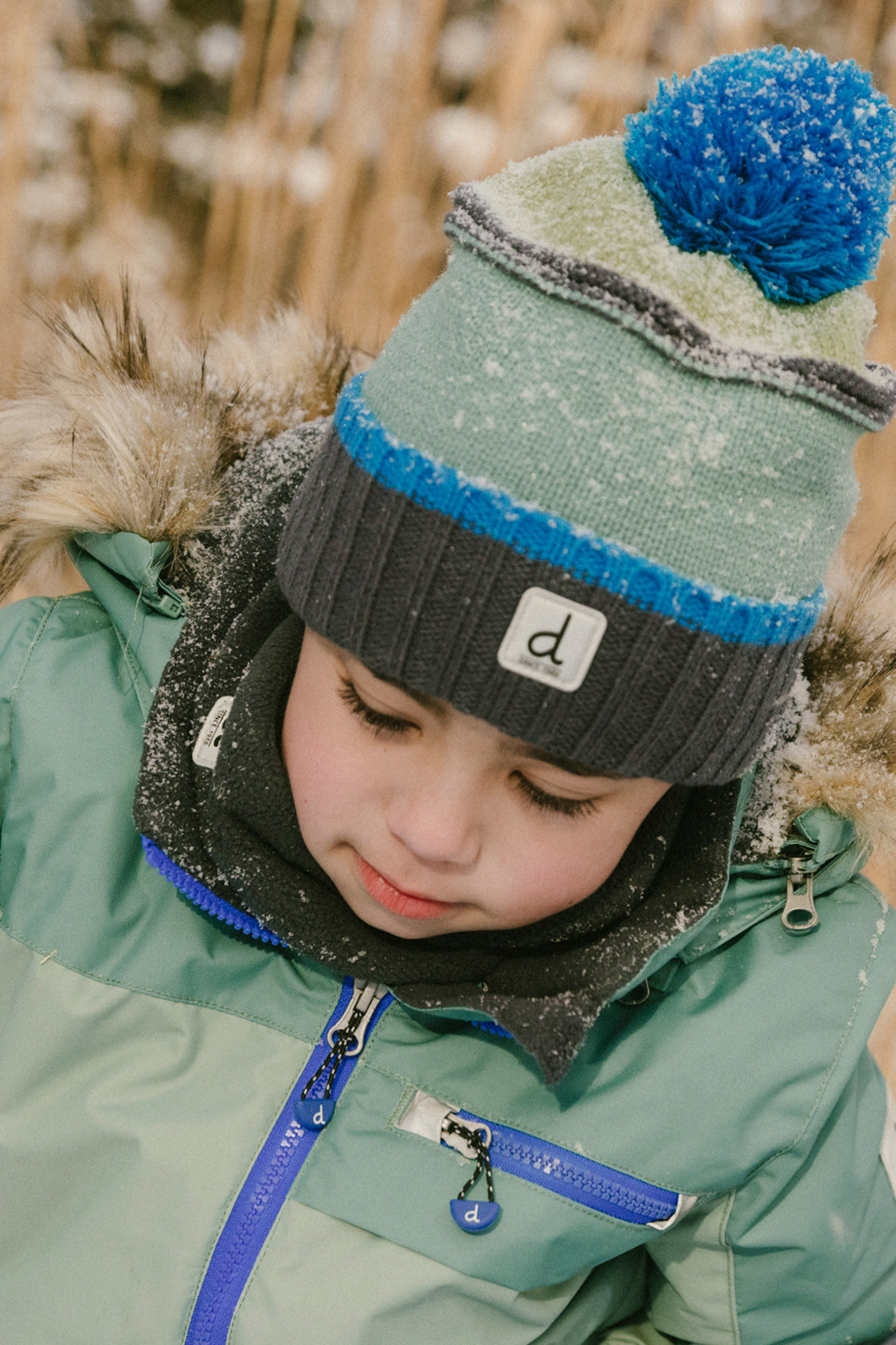 Winter Knit Hat With Pompom Blue And Grey Knitwear - J10Z22_1J070