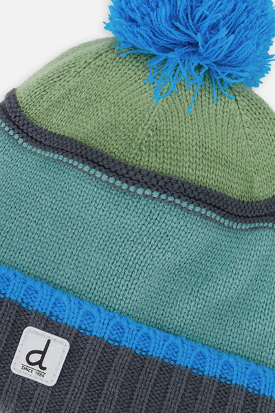 Winter Knit Hat With Pompom Blue And Grey Knitwear - J10Z22_1J070