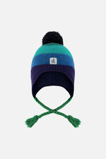 Winter Peruvian Knit Hat With Pompom Blue And Green Knit - J10Z25_1J071
