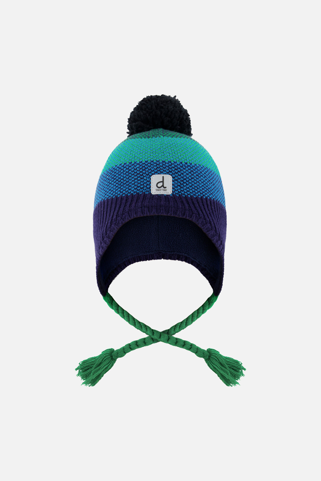 Winter Peruvian Knit Hat With Pompom Blue And Green Knit - J10Z25_1J071
