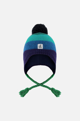 Winter Peruvian Knit Hat With Pompom Blue And Green Knit - J10Z25_1J071