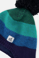 Winter Peruvian Knit Hat With Pompom Blue And Green Knit - J10Z25_1J071