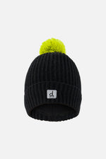 Winter Knit Hat With Pompom Black And Green - J10Z27_09990