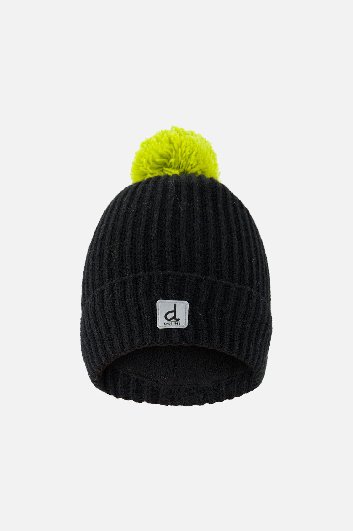 Winter Knit Hat With Pompom Black And Green - J10Z27_09990