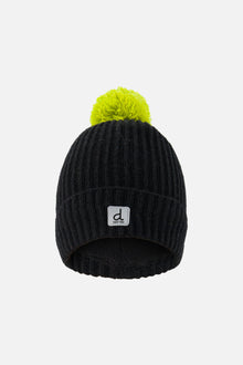 Winter Knit Hat With Pompom Black And Green - J10Z27_09990