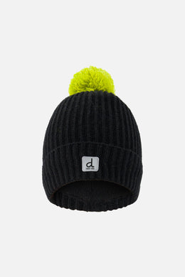 Winter Knit Hat With Pompom Black And Green - J10Z27_09990