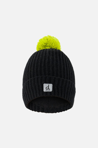 Winter Knit Hat With Pompom Black And Green - J10Z27_09990