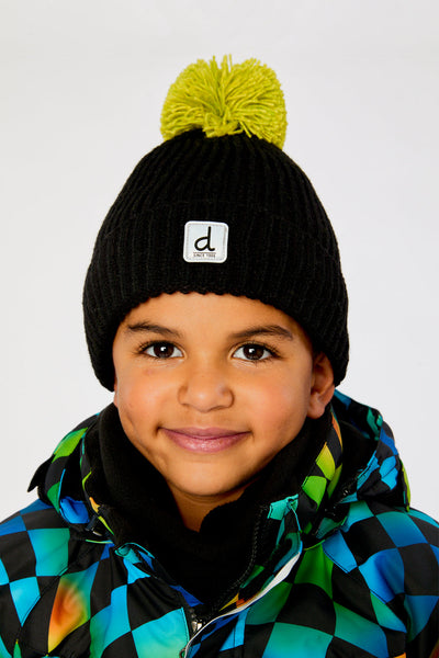 Winter Knit Hat With Pompom Black And Green - J10Z27_09990