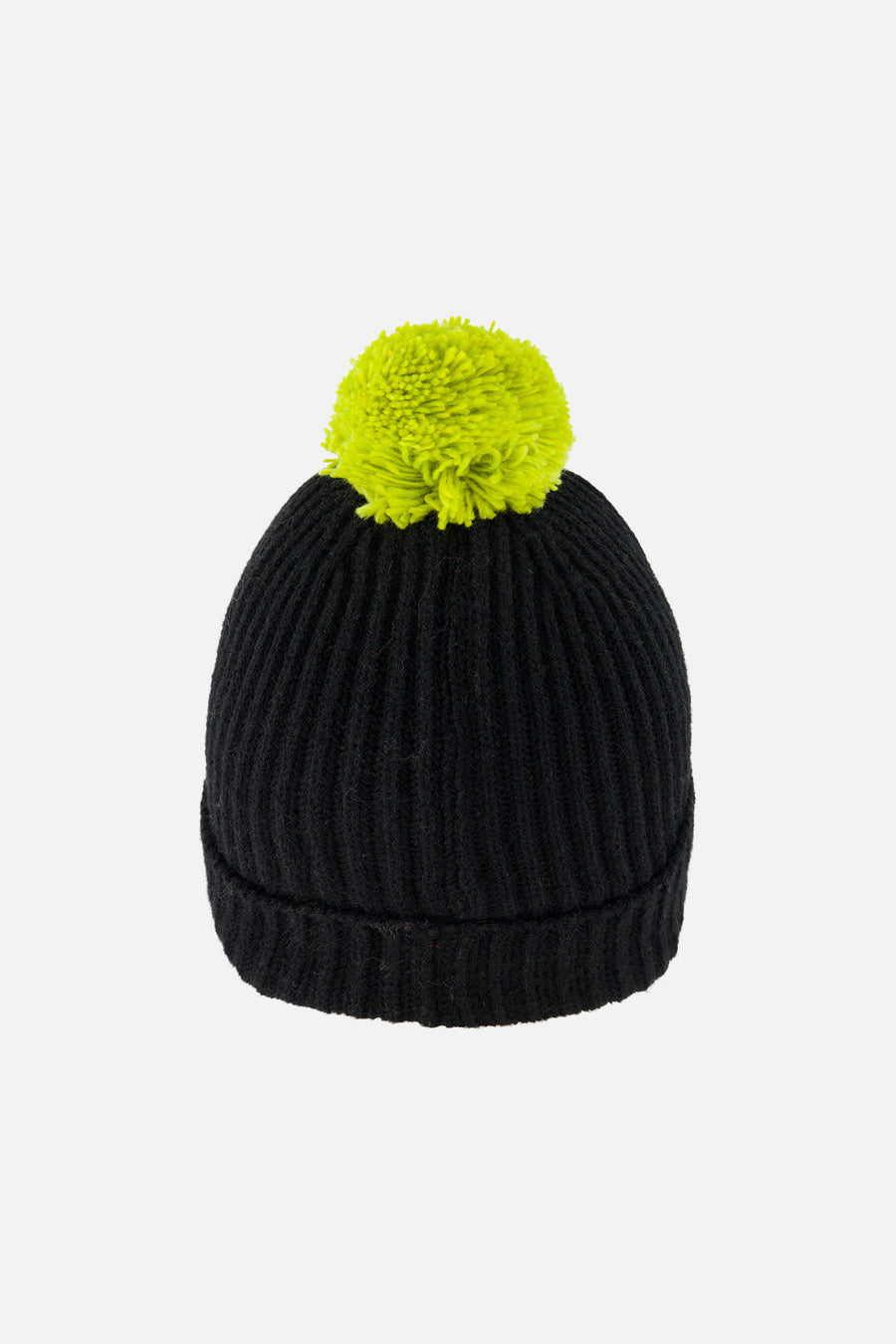 Winter Knit Hat With Pompom Black And Green - J10Z27_09990