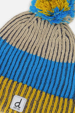 Winter Knit Hat With Pompom Blue And Yellow - J10Z28_1J084
