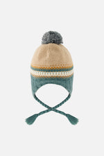 Baby Winter Peruvian Knit Hat With Pompom Beige And Green Jacquard - J10Z29B_1J076