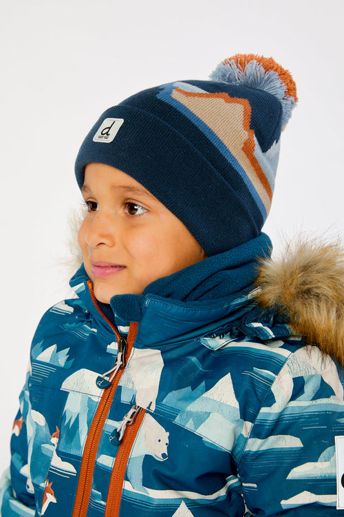Winter Knit Hat With Pompom Blue Mountain Jacquard - J10Z30_1J075