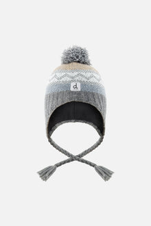 Baby Winter Peruvian Knit Hat With Pompom Grey And Blue Fair Isle - J10Z31B_1J069
