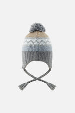 Baby Winter Peruvian Knit Hat With Pompom Grey And Blue Fair Isle - J10Z31B_1J069